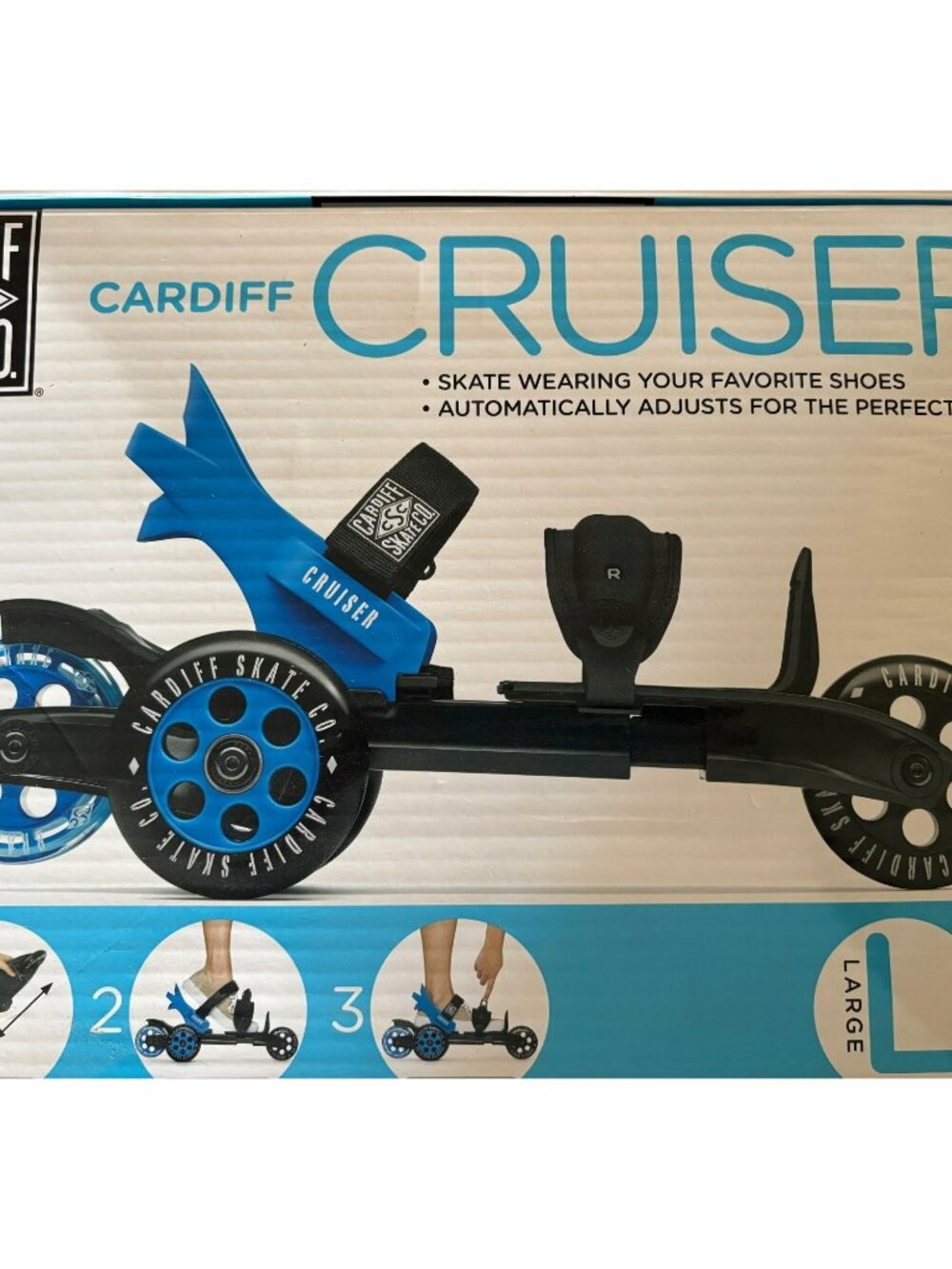 Cardiff Skate Co. Cruiser Adjustable 3-Wheel Skates Size Large